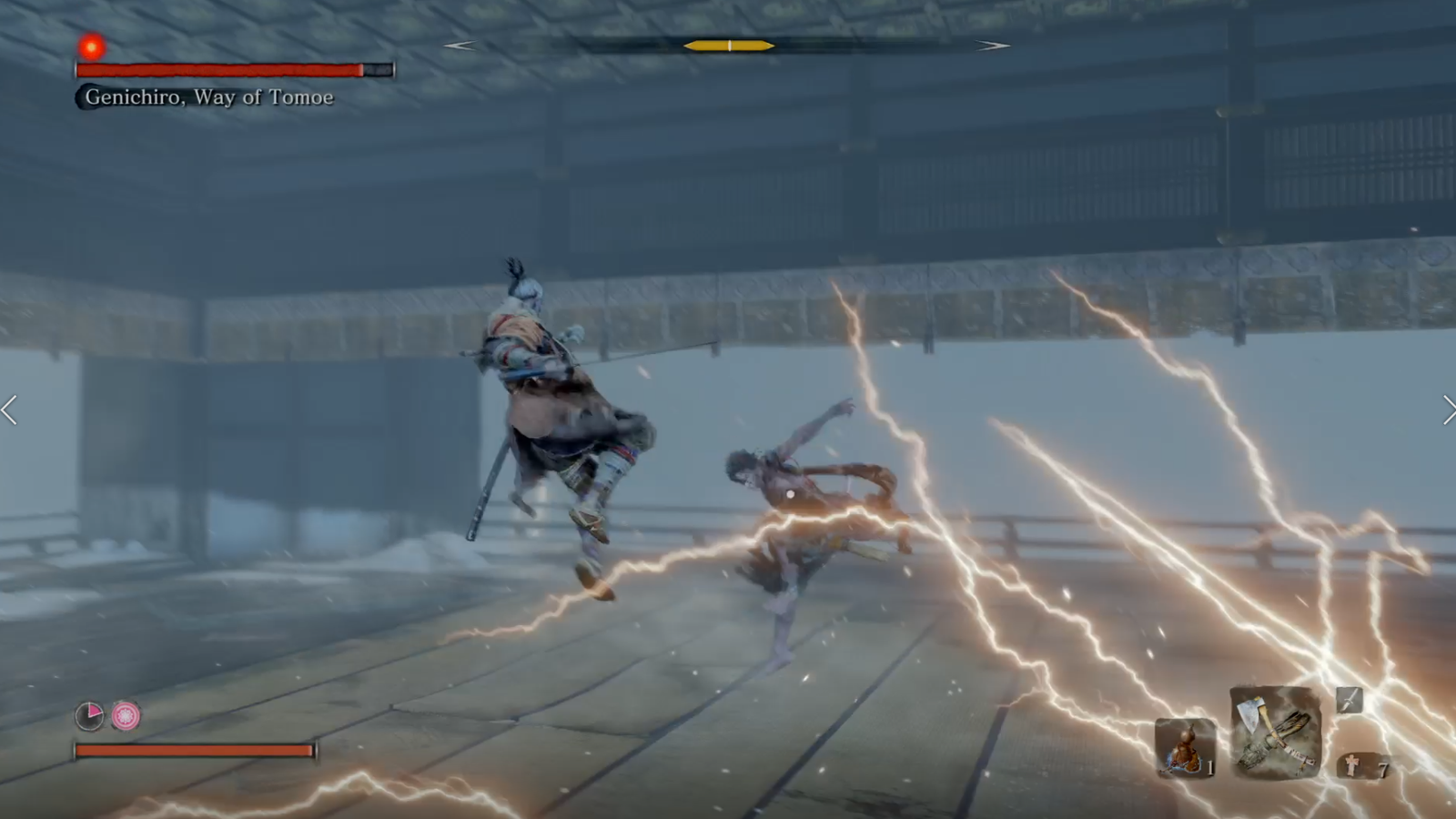 Sekiro lightning boss battle with Genichiro